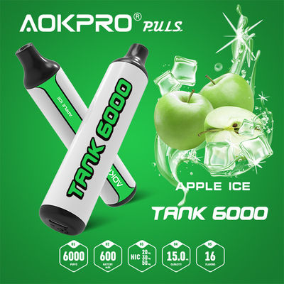AOKPRO使い捨て可能なVapeのペン6000のパフTYPE-Cは600mAhとAppleのパフを酸っぱくする