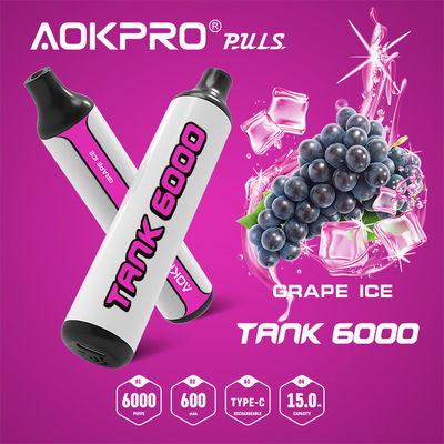 ニコチン20mgのブドウの氷使い捨て可能なVapeは再充電する6000パフTYPE-Cをペンで書く