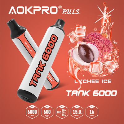 1.2ohm 6000は使い捨て可能なVapeのペン15ML USB-C充満Lycheeの氷の吹く
