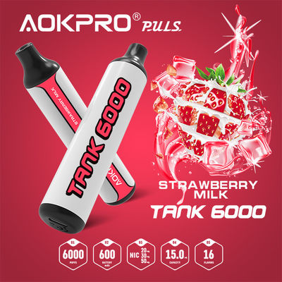 いちごの味のミルク味6000のパフ棒使い捨て可能な電子Vapeのタバコ30mg