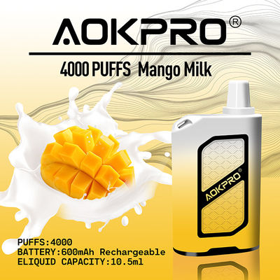 4000のパフMTL再充電可能で使い捨て可能なVapeのニコチンのポッド600mAh
