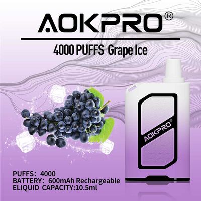 10.5mlはブドウの氷Eのタバコ4000のパフの使い捨て可能なVapeの反漏出を事前に入力した