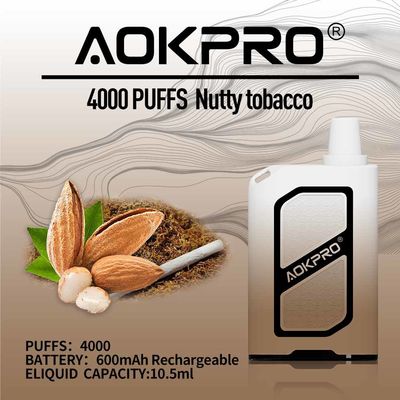 ナッツ味のタバコは4000パフの使い捨て可能なVape 10.5mlの網のコイルのポッド20mgに風味を付けた