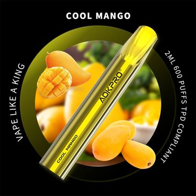 涼しいマンゴのNon-Rechargeable使い捨て可能なポッド装置600パフのVapeのペン